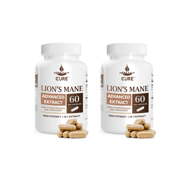 CURE High Potency Advanced Organic Lion's Mane Mushroom Extract TWIN PACK