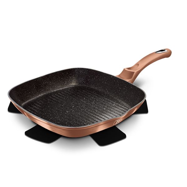 Berlinger Haus 28cm Marble Coating Grill Pan - Rose Gold Metallic Line