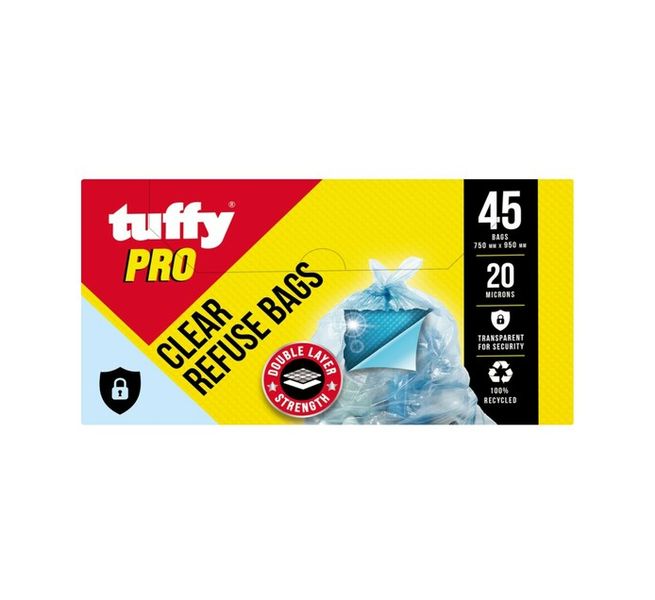 Tuffy Pro Clear Refuse Bags 45s
