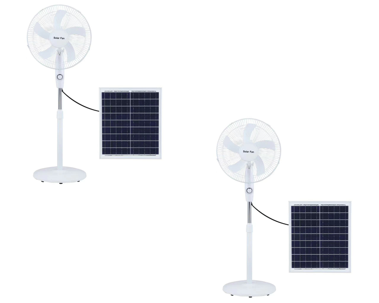 Solar DC 16 Inch Pedastle Recheargable Fan 12000Mah Pack Of 2 With Panel