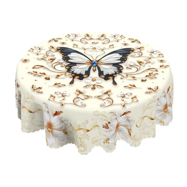 Luxury Black &amp; Gold Butterfly Tablecloth