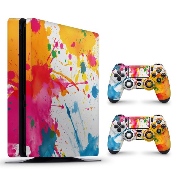 Decal Skin Compatible with PS4 Slim - Colorful Paint Splash (Decal Only)