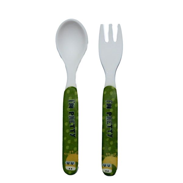 Giraffe-Themed Melamine Cutlery Set 135mm "I'm Pretty" Durable - 2 Piece