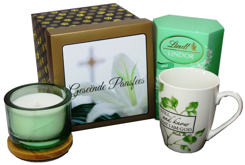 Gift box wit Afrikaans message - Geseende Paasfees!