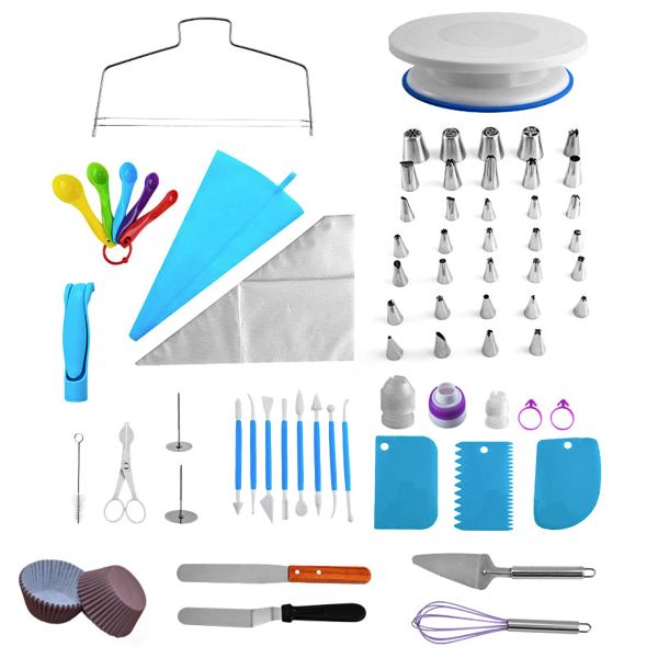 207 PK Cake Baking Decorating Tip Turntable Set Utter Scraper Baking Tools