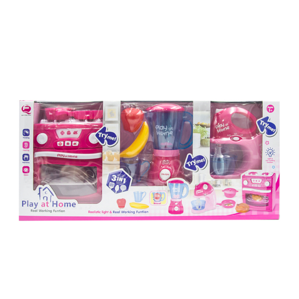 Play at Home 3 in 1 - Oven, Blender &amp; Mixer (Pink)