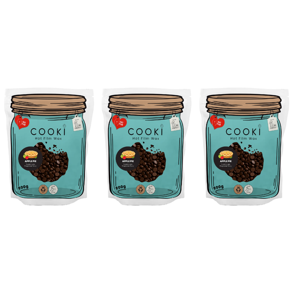 Cooki Apple Pie Hot Film Wax 800g - 3 Pack Home Use, Hair Removal Wax