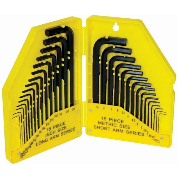 30 Piece Allen Key Set Metric &amp; Imperial Sizes In Plastic Case Heavy Duty