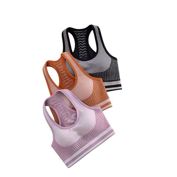 Women's Seamless Sports Bra (Purple , Orange and Black)- Pack of 3