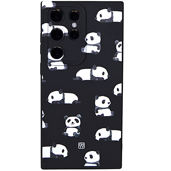 Black - Phone Case with Cute Panda Print - Samsung S23 Ultra