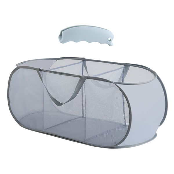 3 Compartment Nylon Laundry Basket, Durable &amp; Collapsible