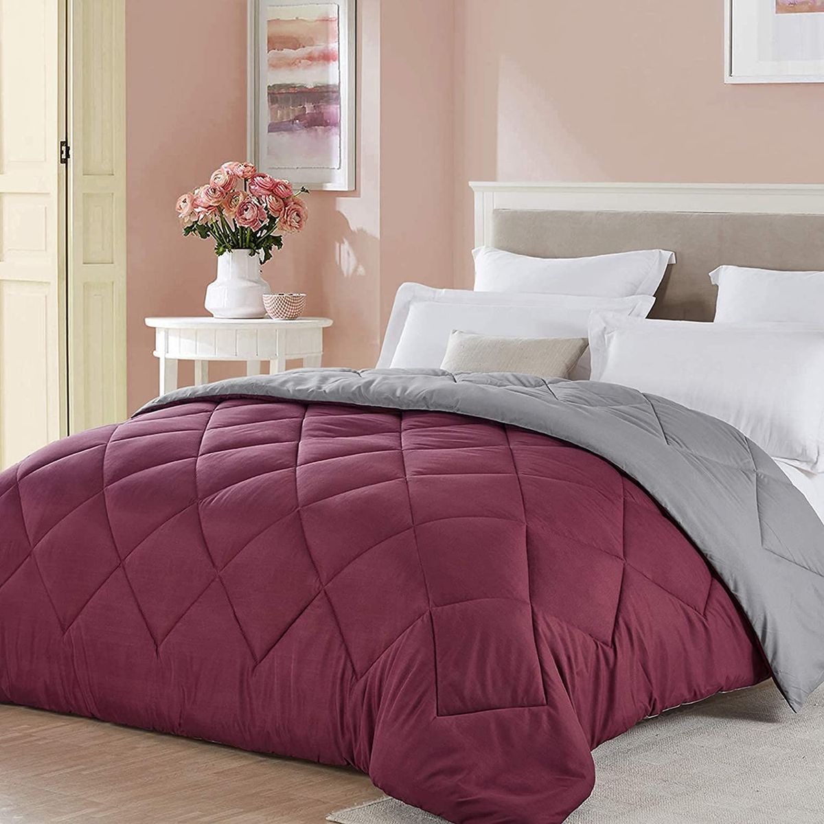 5 Piece Reversible Comforter Burgundy and Gray | Shop Today. Get it ...