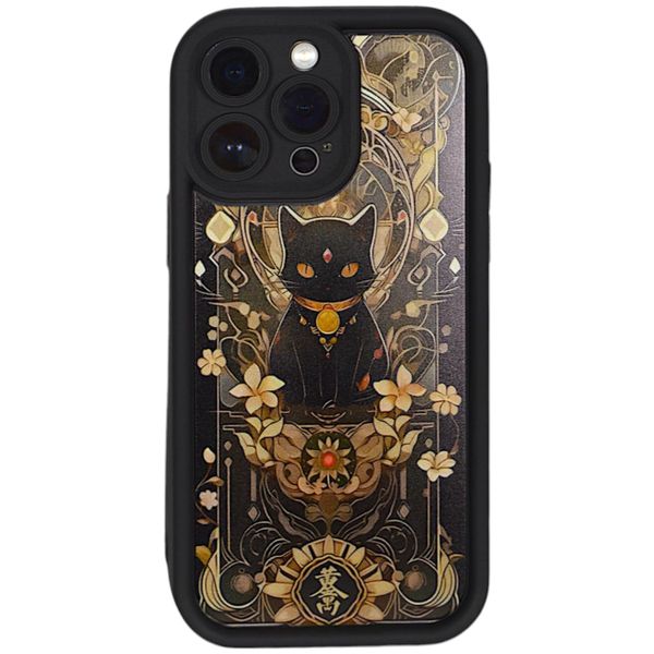 Phone Case with Ancient Cat and Pro Cam - Iphone 15 Pro Max - Black
