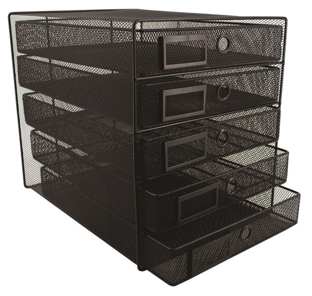 SDS M750 Wire Mesh Metal 5-Drawer Filing System - Black