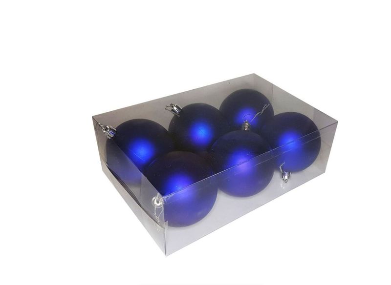 Large Christmas Tree Baubles - Christmas Balls 6 Pack - Matt Blue