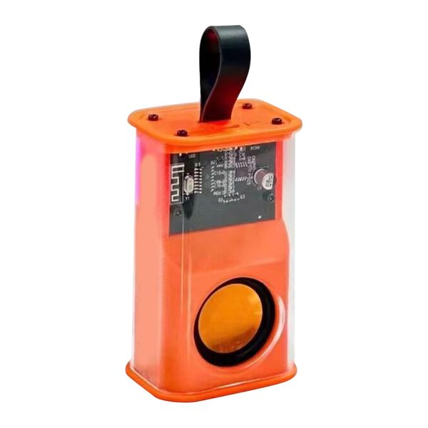 Clear Bluetooth Speaker RGB Light Type C Portable Wireless Speaker Orange