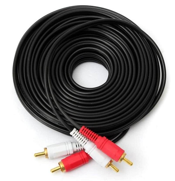 10 Meter 2 RCA to 2 RCA Cable for Audio (Red/White Connectors)