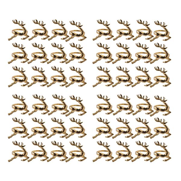 48Pcs Christmas Elk Deer Napkin Rings Gold Alloy Napkin Buckle