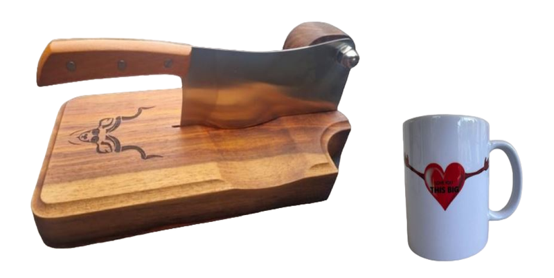 Big Solid Kiaat Biltong Cutter/Slicer &amp; Valentine/Romantic Coupon Gift Set