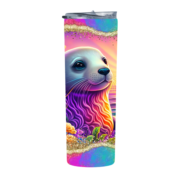 Floral Seal Neon 20 Oz Straight Skinny Tumbler 007