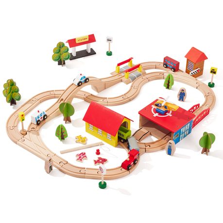 Chenshia Wooden Train Set with Accessories Kids Educational Learning Toy Image