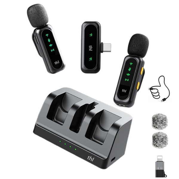 thl Wireless Lavalier Mic, Noise-Cancelling, Rechargeable for Vlogging