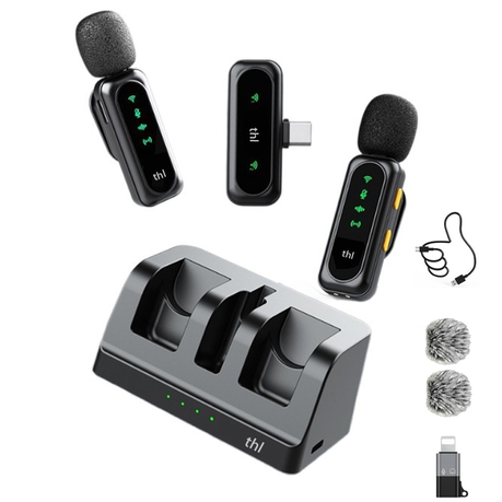 thl Wireless Lavalier Mic, Noise-Cancelling, Rechargeable for Vlogging Image