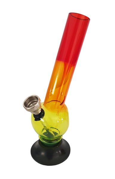 Mini Travel Acrylic Bong Smoking Pipe - Green Orange Red - 17cm