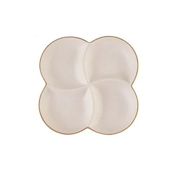 20cm 4-Compartment Multipurpose Partitioned Serving Plate With Gold Lining