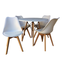Round Table + 4 Padded Chairs - White