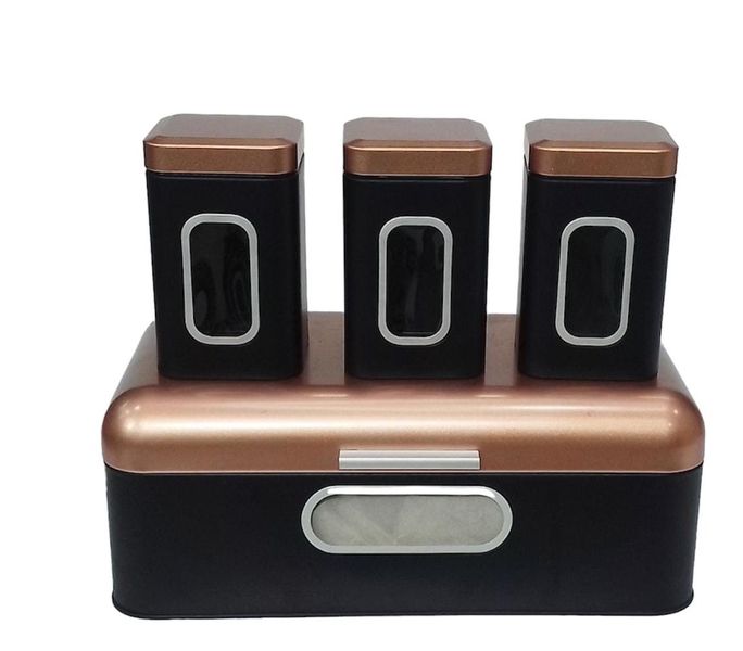Set Of 4 Bread Bin and Canister Storage