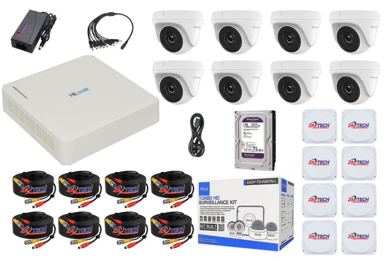 HiLook 8CH Full Dome CCTV Kit With 1TB HDD, Zatech Ready Cables and J Boxes