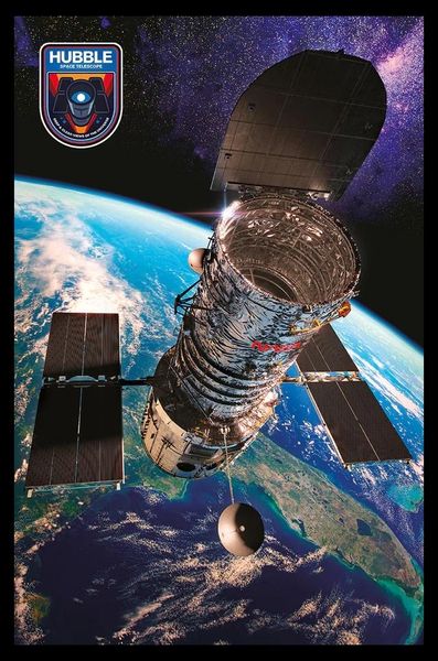 Hubble Space Telescope Poster with Black Frame