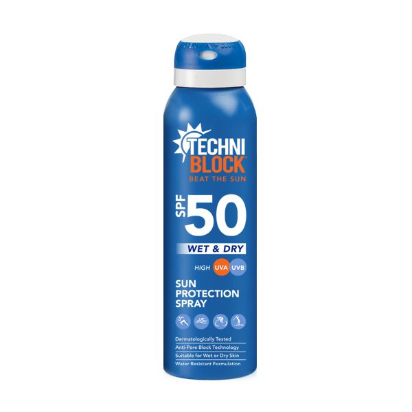 Techniblock Sunscreen Aerosol Spray Wet &amp; Dry SPF50 150ml