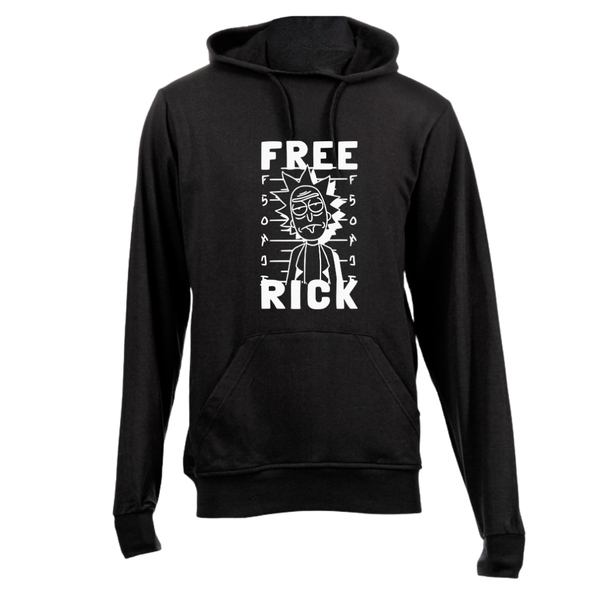 Black Brushed Cotton Hoodie - Rick and Morty Free Rick