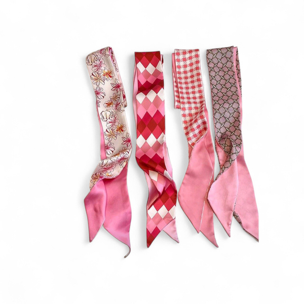 Premium Lightweight Silk Twilly Scarf for Women - 4 Piece