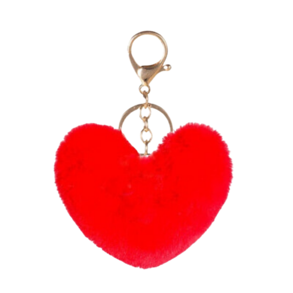Fashion Red Love Heart-shaped Plush Key Chain Couple imitation rabbit fur.