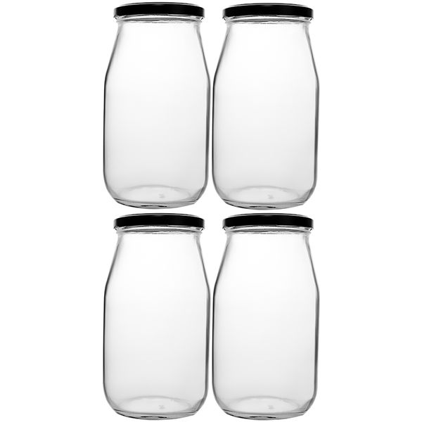 Regent Mayo Jar with Black Lid - 4 Pack - 1-Litre - 185x100mm Diametre