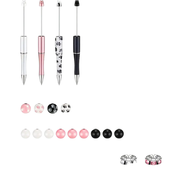 28-Piece Wooden and Acrylic Bead DIY Ballpoint Pen Set - Dog Theme