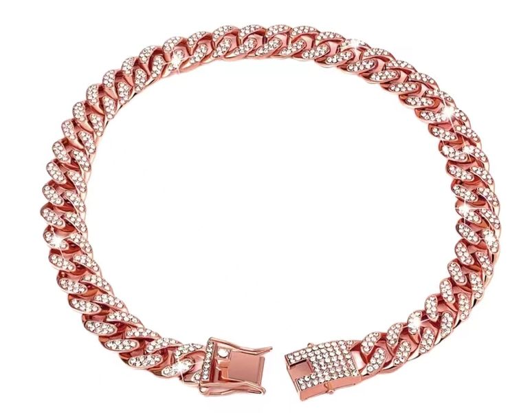 Metal Cuban Rhinestone Dog Collar Necklace
