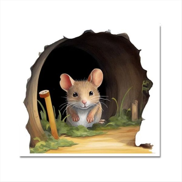 Cute Mouse Hole Wall Sticker For Kids Bedroom Wallpaper Removable