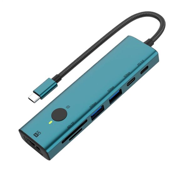 7-in-1 USB C Hub Adapter for Laptops with Screen-Off Function