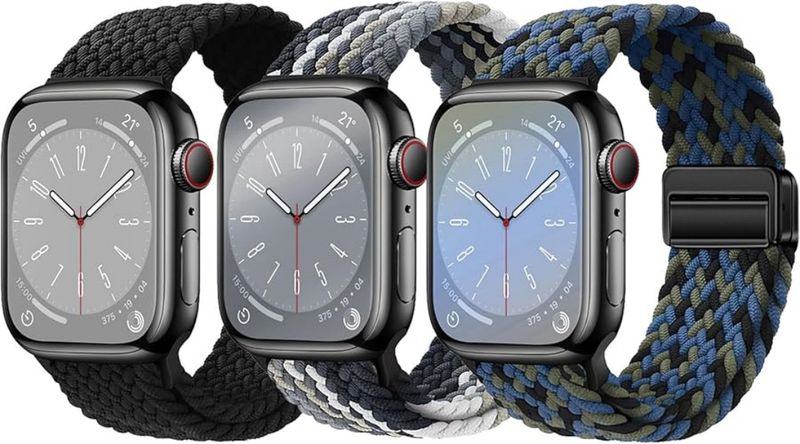 Magnetic Braided Stretchy Loop Compatible with Apple Watch Series10 Band