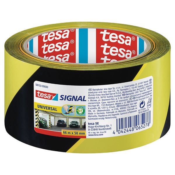 TESA Warning Marking Tape Universal 66m x 50mm Yellow-Black