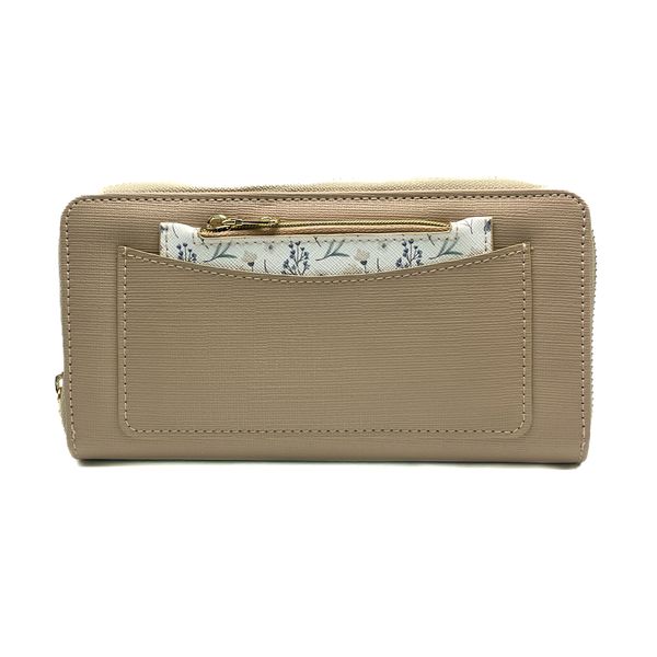 Zip-Around PU Leather Bill Folder Women's Wallet with Floral Coin Pouch