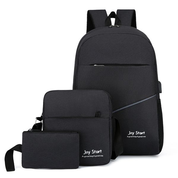Business Backpack with Messenger Bag Handbag External USB (3 Piece Set)