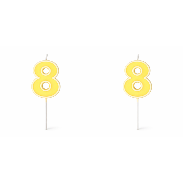 2 Pack - Number 8 Birthday Candle - Yellow