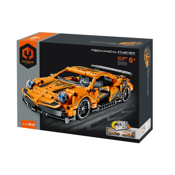 Pull-back Supercar Construction Set - Orange - 490 Pieces, by iM.Master