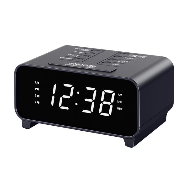 Clock Radio with AM/FM Radio, Dual Alarms, Snooze, Memory Presets, Dimmer