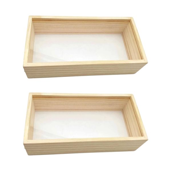 Decor Wooden Double-Sided Storage Display Box Frame Dark (26cm) - Set of 2